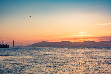 Beautiful Colorful Sunset with Ocean and Golden Gate Bridge thumbnail