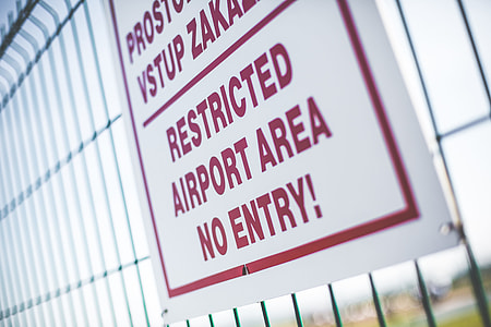 Restricted Airport Area Sign — No Entry! thumbnail