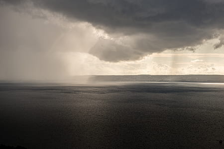 grayscale photo of sea thumbnail