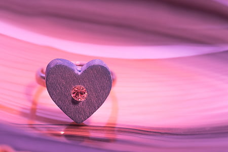 clear jeweled gray and gold-colored heart ring thumbnail