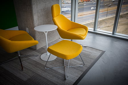 round white wine table with yellow chairs thumbnail