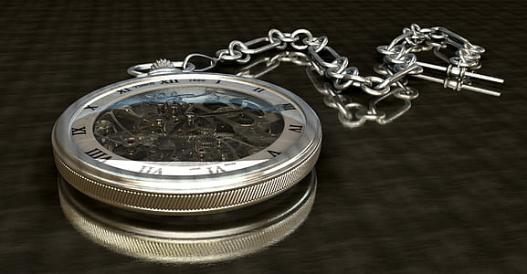 silver-colored mechanical pocket watch thumbnail