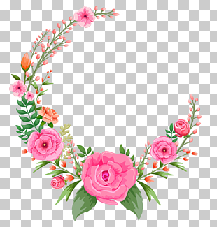 Flower Pink Rose, Pink flowers frame, pink and green rose frame PNG clipart