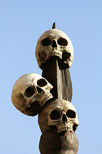 three skull on wooden finial thumbnail