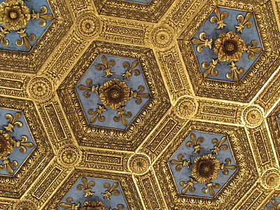 brown and blue fleur-de-lis pattern thumbnail