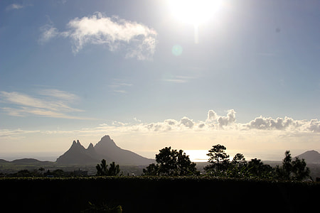 clear sky over mountain and tree thumbnail