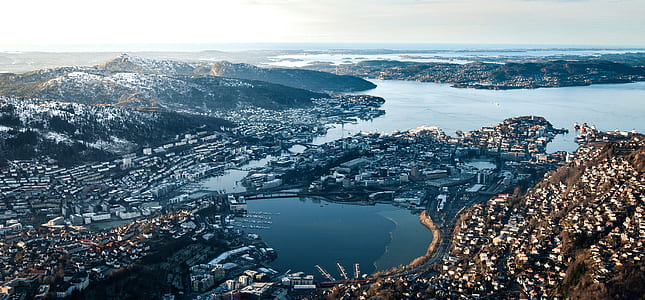 bird's-eye view photo of mountain peak thumbnail