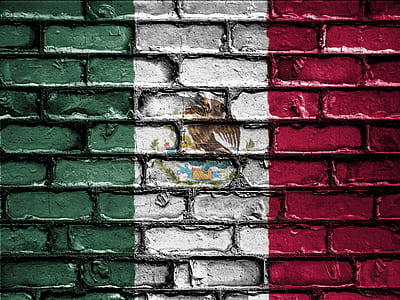 Mexico flag painting on brick wall thumbnail