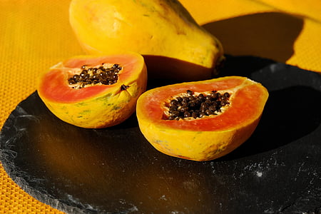 papaya, fruit, cut in half, cut, vitamins, eat thumbnail