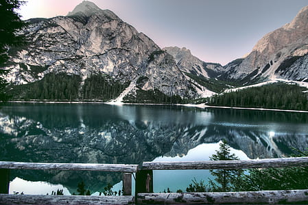 glacier, snow, wood, landscape thumbnail