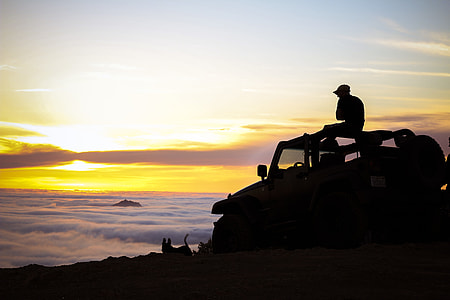 silhouette, man, roof, Jeep Wrangler thumbnail