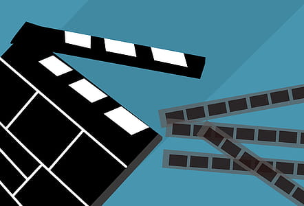 Illustration of clapboard and negatives relating to movie industry. thumbnail