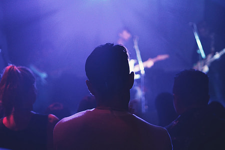 People in silhouette standing at a music concert thumbnail