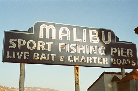 Malibu sport fishing pier live bait & charter boats signage thumbnail