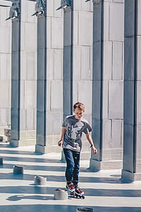 kid inline skating in concrete floor thumbnail