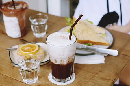 sandwich and beverage on table thumbnail