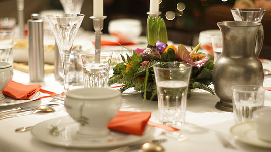 closeup of formal dinner table setting thumbnail
