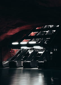 silhouette photography of subway escalator thumbnail