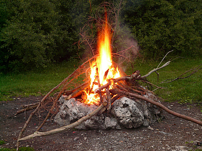 firepit near green trees thumbnail