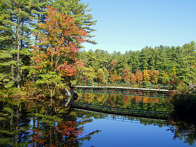 Bridge and pond landscape in New Hampshire thumbnail