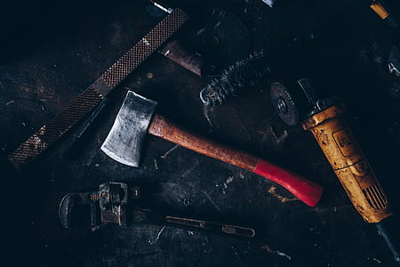 red and brown handled axe thumbnail