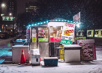 Hotdog halal poster on food booth thumbnail