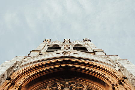 low-angle photography of white and brown concrete building at daytime thumbnail