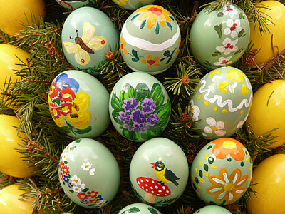 Easter eggs on grass thumbnail