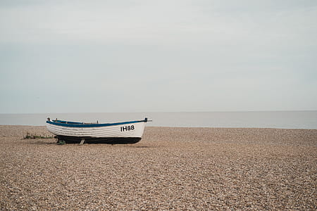 white and black rowboat on top of brown surface thumbnail