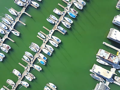 aerial photography of boats on dock thumbnail