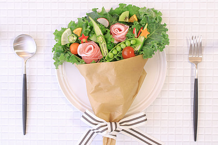 vegetable bouquet with spoon and fork thumbnail
