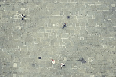 aerial view of street with people passing by thumbnail