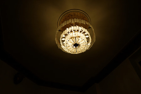 turned on glass chandelier thumbnail