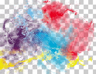 Watercolor painting , Colorful ink, red, blue, purple, and yellow abstract painting PNG clipart