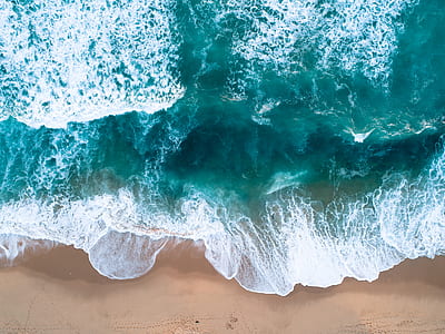 sea waves crashing on shore digital wallpaper thumbnail
