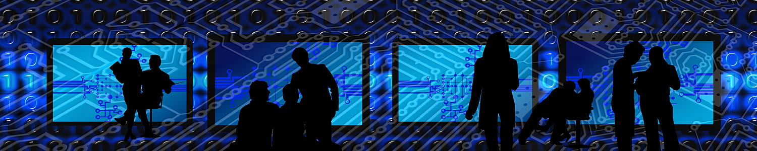 silhouette photo of person at the back of monitor thumbnail