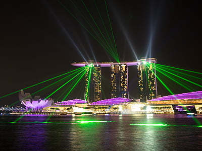 purple and green lighted buildigns thumbnail