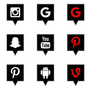 Social Media Pins svg vector icon sets