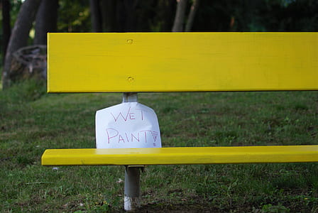 yellow bench with wet paint signage thumbnail