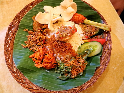 cooked rice, cucumber, and meat on basket thumbnail