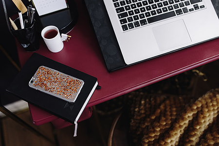 Pink desk in the home office thumbnail