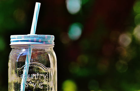 clear glass mason jar with straw thumbnail