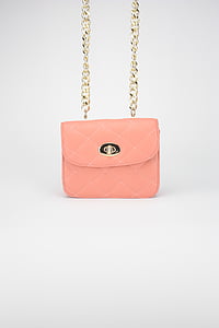 quilted pink leather flap bag thumbnail