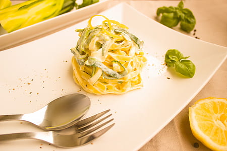 pasta dish on ceramic plate thumbnail