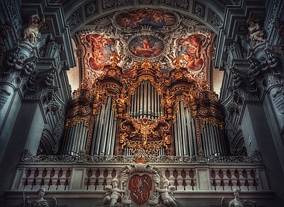low-angle photo of religious painting inside building ceiling thumbnail