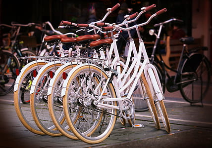 white-and-brown city bike lot thumbnail