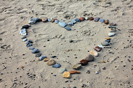 heart shaped stone in the sand thumbnail