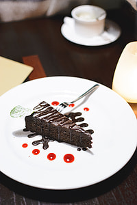 Chocolate dessert in a restaurant thumbnail