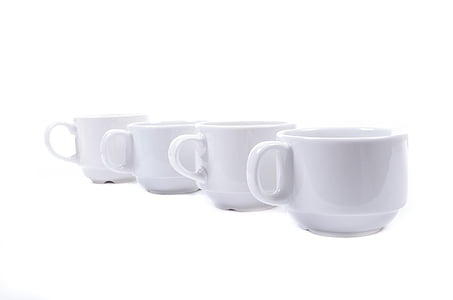 four white ceramic cups thumbnail