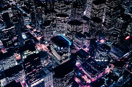 aerial view of buildings with LED lights thumbnail